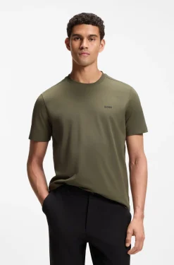 Stretch-cotton T-shirt with contrast logo