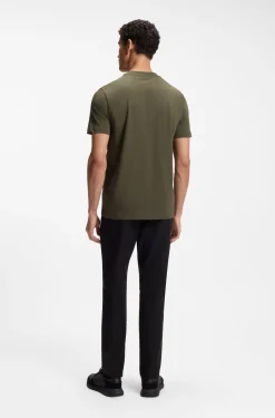 Stretch-cotton T-shirt with contrast logo