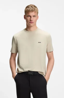 Stretch-cotton T-shirt with contrast logo