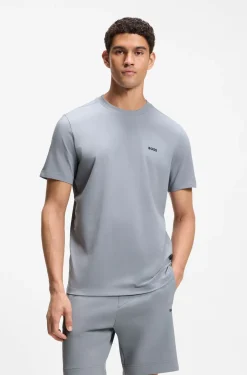 Stretch-cotton T-shirt with contrast logo