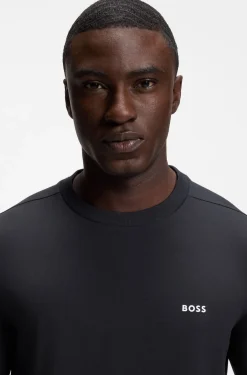 Stretch-cotton T-shirt with contrast logo