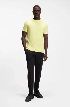 Stretch-cotton T-shirt with contrast logo