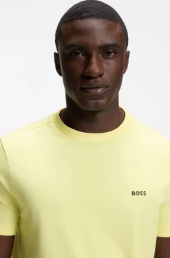 Stretch-cotton T-shirt with contrast logo