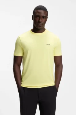 Stretch-cotton T-shirt with contrast logo