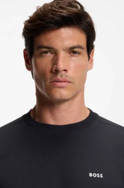 Stretch-cotton T-shirt with contrast logo