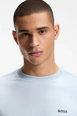 Stretch-cotton T-shirt with contrast logo