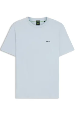 Stretch-cotton T-shirt with contrast logo