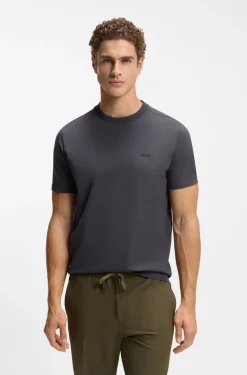 Stretch-cotton T-shirt with contrast logo