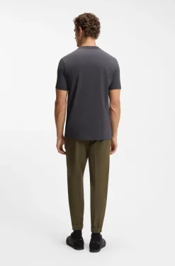 Stretch-cotton T-shirt with contrast logo