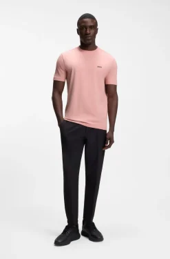 Stretch-cotton T-shirt with contrast logo