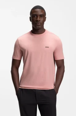 Stretch-cotton T-shirt with contrast logo