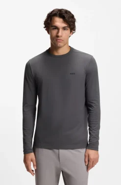 Stretch-cotton T-shirt with contrast logo
