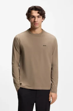 Stretch-cotton T-shirt with contrast logo