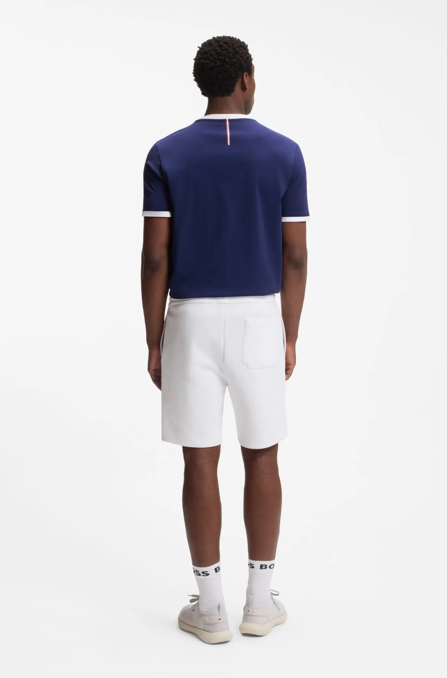 Stretch-cotton T-shirt with country flag and logo