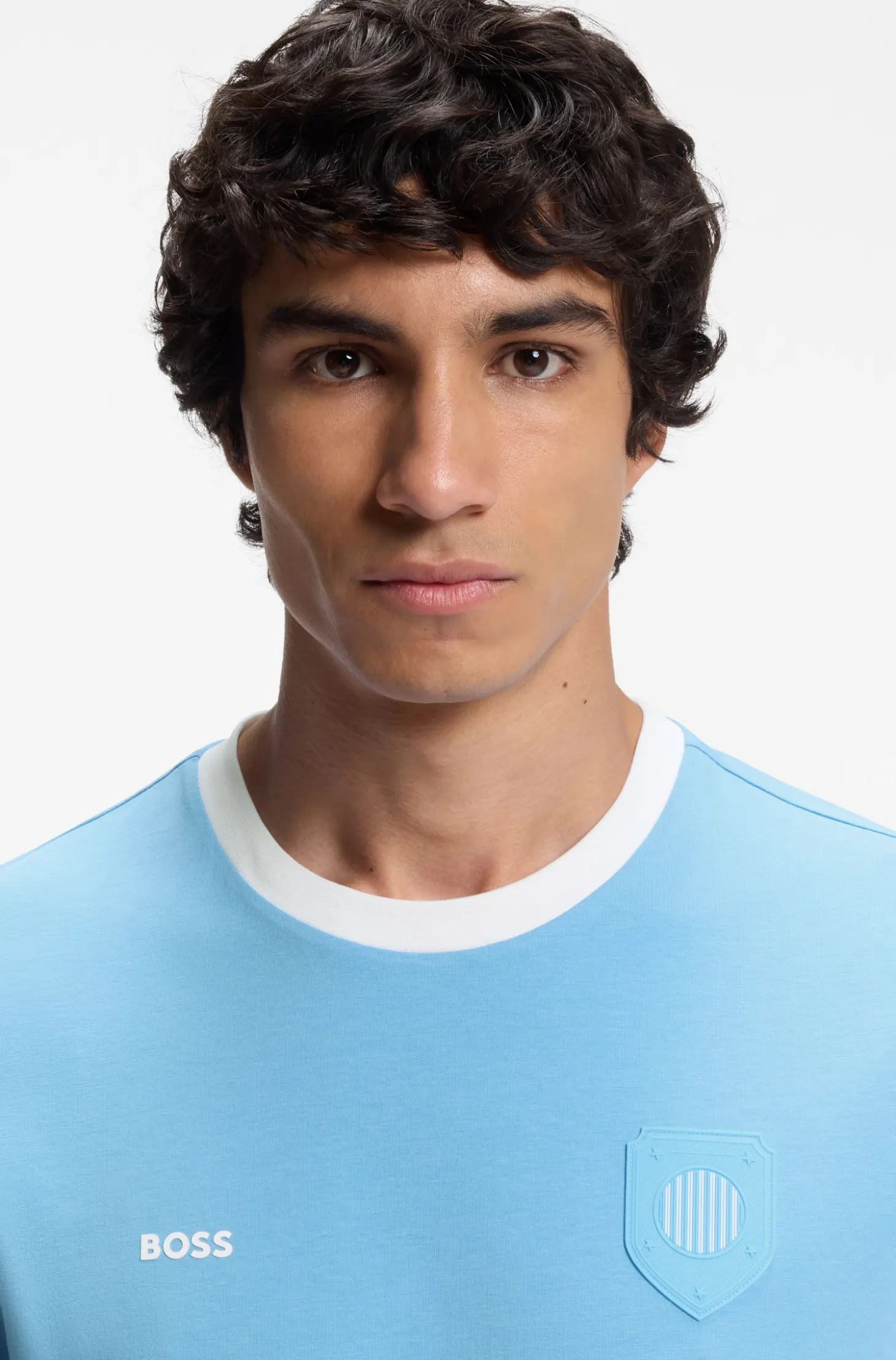 Stretch-cotton T-shirt with country flag and logo
