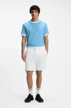 Stretch-cotton T-shirt with country flag and logo