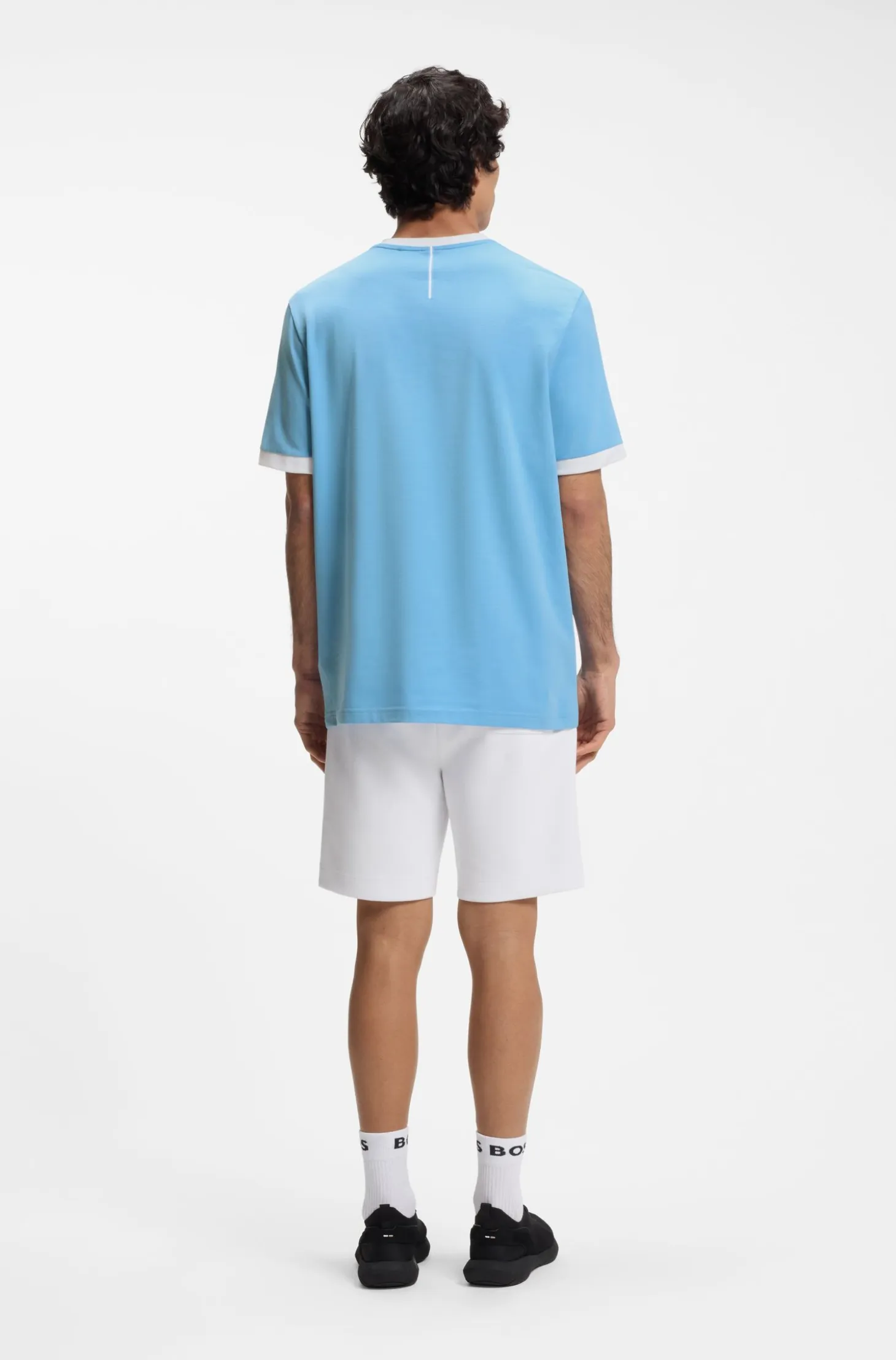 Stretch-cotton T-shirt with country flag and logo