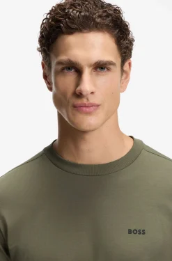 Stretch-cotton T-shirt with contrast logo