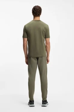 Stretch-cotton T-shirt with contrast logo