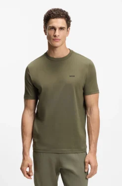 Stretch-cotton T-shirt with contrast logo