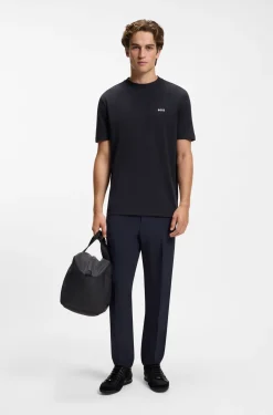 Stretch-cotton T-shirt with contrast logo