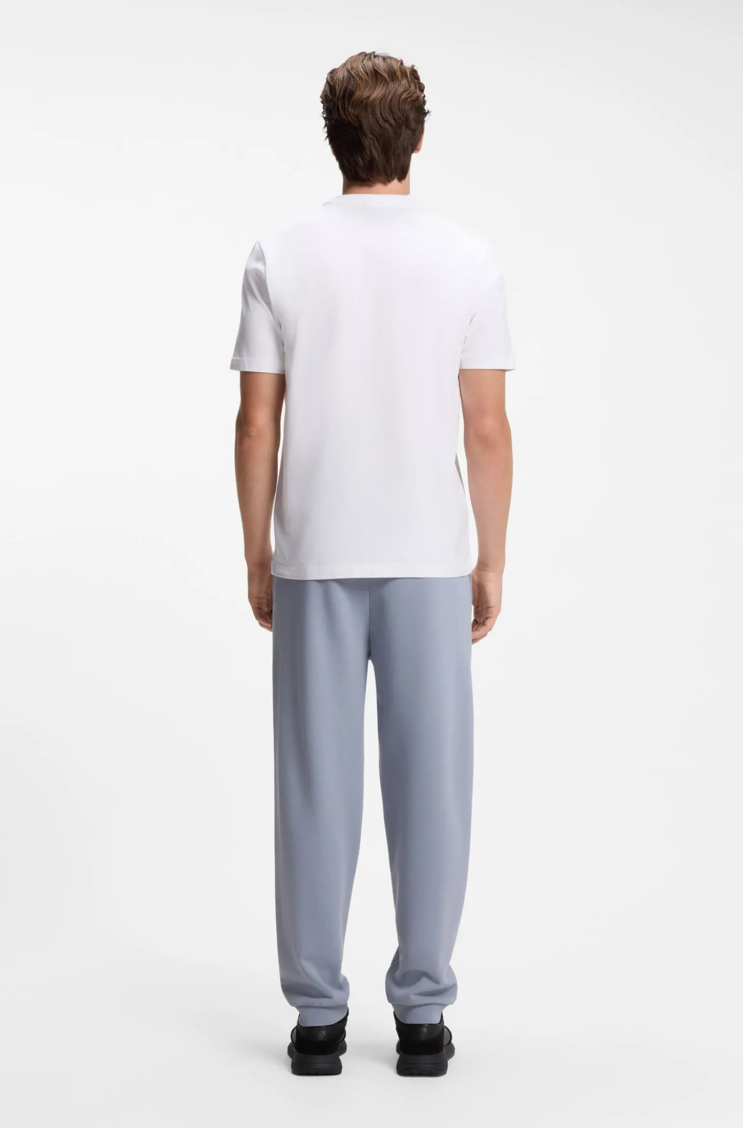 Stretch-cotton T-shirt with contrast logo