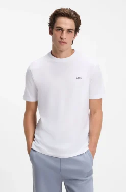 Stretch-cotton T-shirt with contrast logo