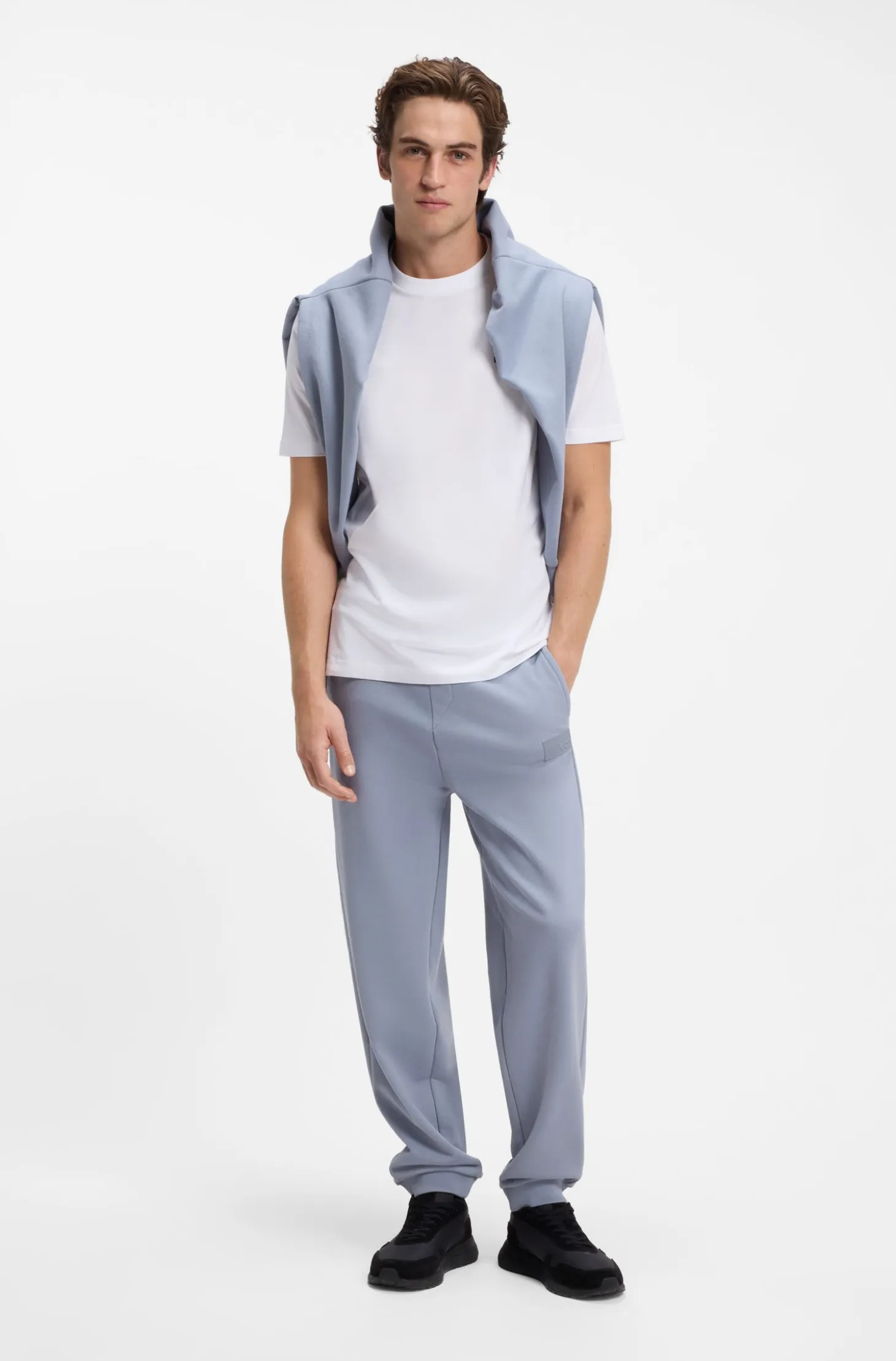 Stretch-cotton T-shirt with contrast logo