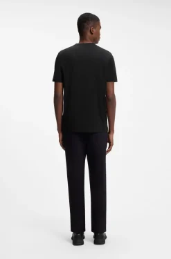 Stretch-cotton T-shirt with contrast logo