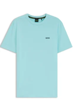 Stretch-cotton T-shirt with contrast logo