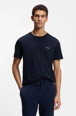 Stretch-cotton T-shirt with embroidered logo
