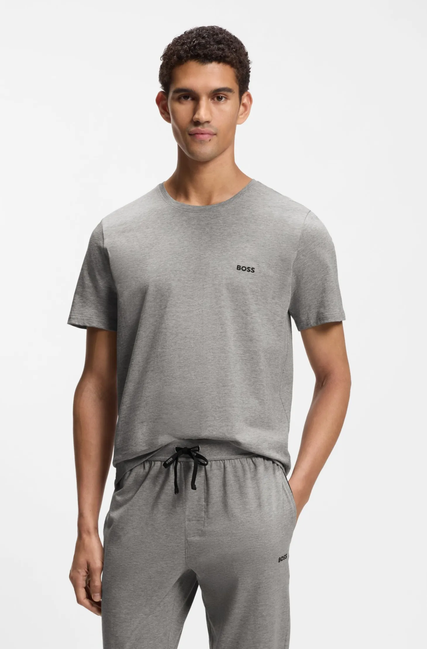 Stretch-cotton T-shirt with embroidered logo