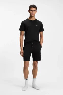 Stretch-cotton T-shirt with embroidered logo