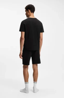 Stretch-cotton T-shirt with embroidered logo