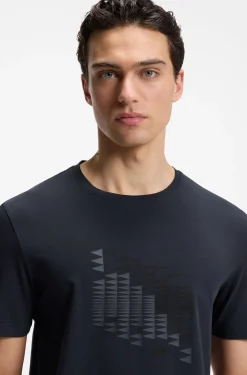 Stretch-cotton T-shirt with flag artwork