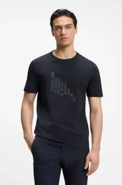 Stretch-cotton T-shirt with flag artwork