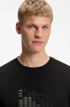 Stretch-cotton T-shirt with flag artwork