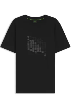 Stretch-cotton T-shirt with flag artwork