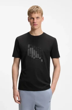 Stretch-cotton T-shirt with flag artwork