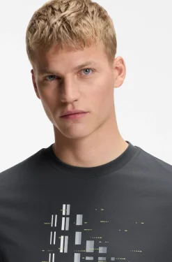 Stretch-cotton T-shirt with geometric print