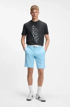 Stretch-cotton T-shirt with geometric print