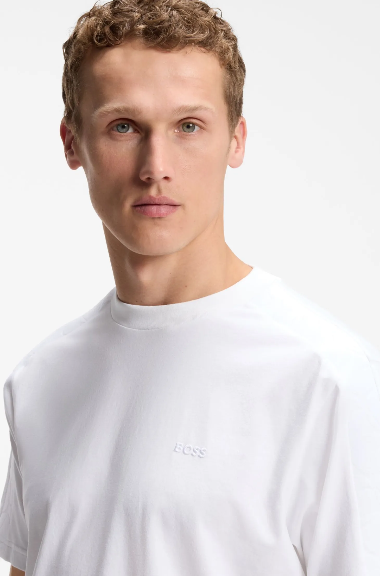 Stretch-cotton T-shirt with jacquard tape