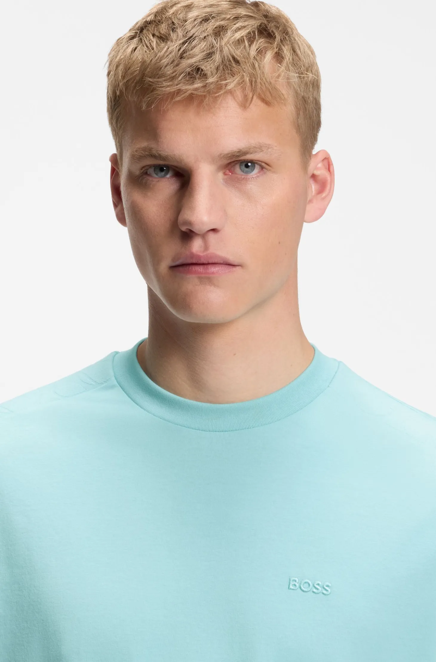 Stretch-cotton T-shirt with jacquard tape
