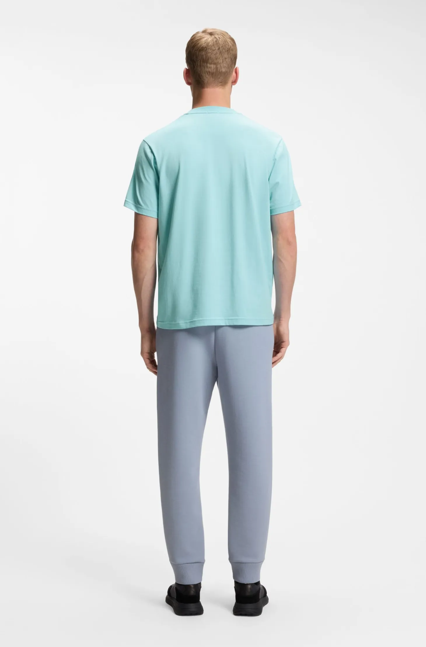Stretch-cotton T-shirt with jacquard tape