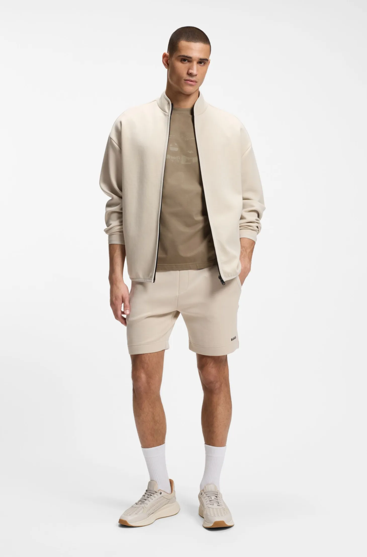 Stretch-cotton T-shirt with logo artwork