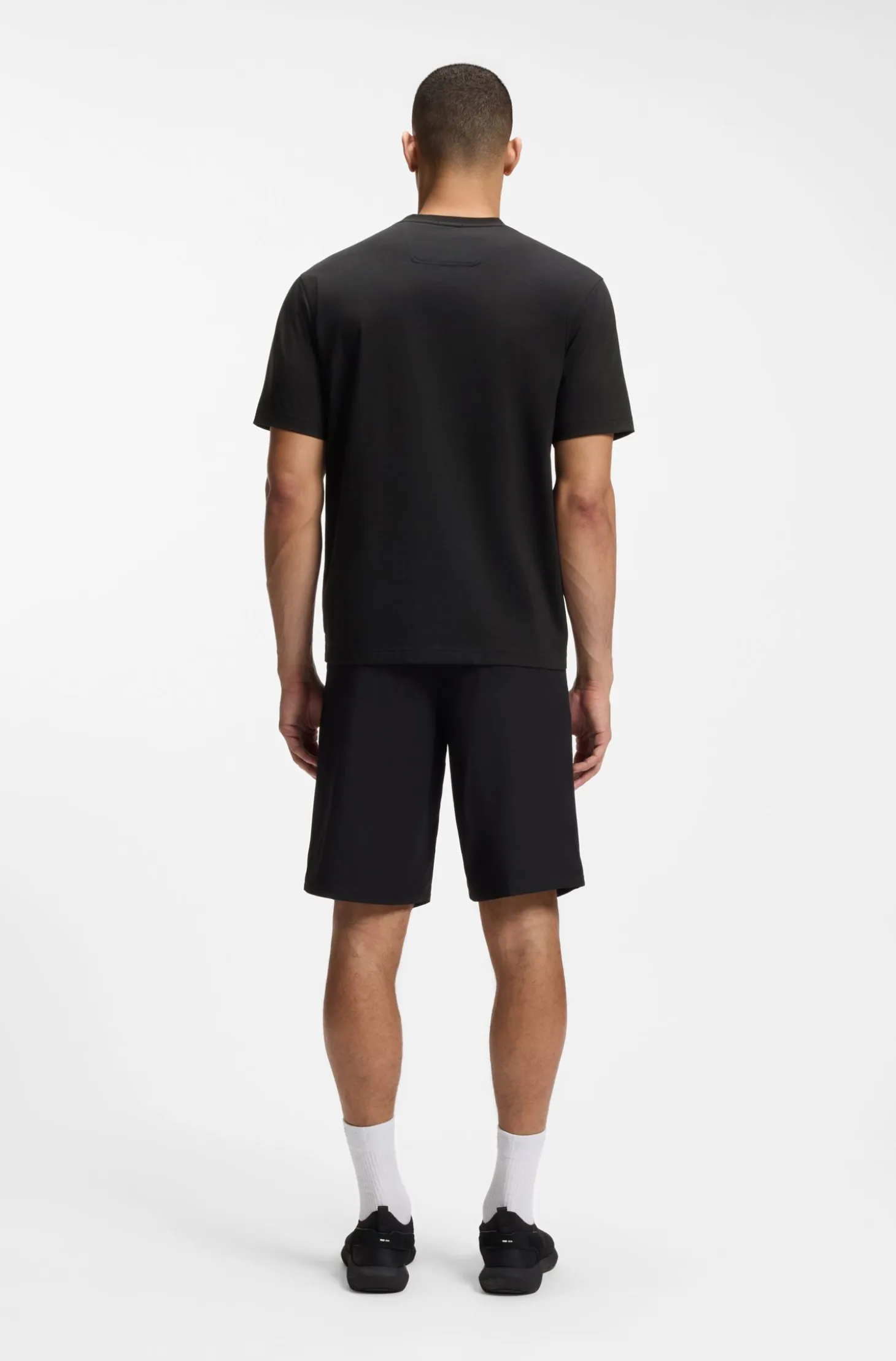 Stretch-cotton T-shirt with logo artwork