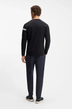 Stretch-cotton T-shirt with logo print