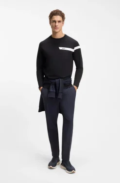 Stretch-cotton T-shirt with logo print
