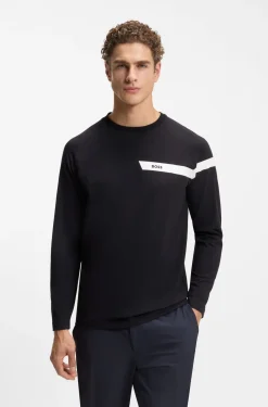 Stretch-cotton T-shirt with logo print