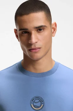 Stretch-cotton T-shirt with tennis artwork